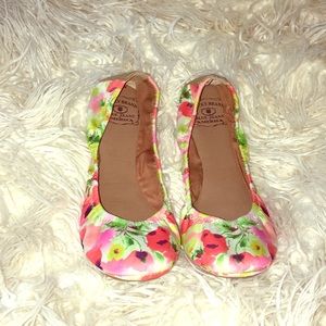 Pink Floral Ballet Flats